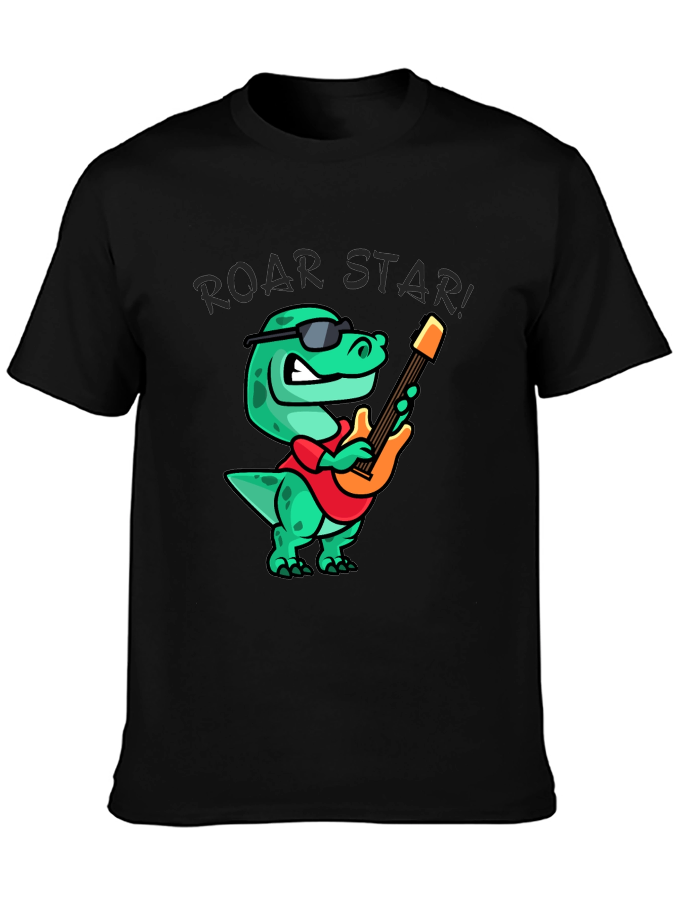 Roar Star Dino Guitarist Black T-Shirt