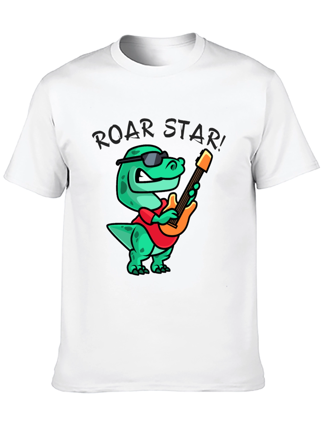 Roar Star Dino Guitarist Black T-Shirt