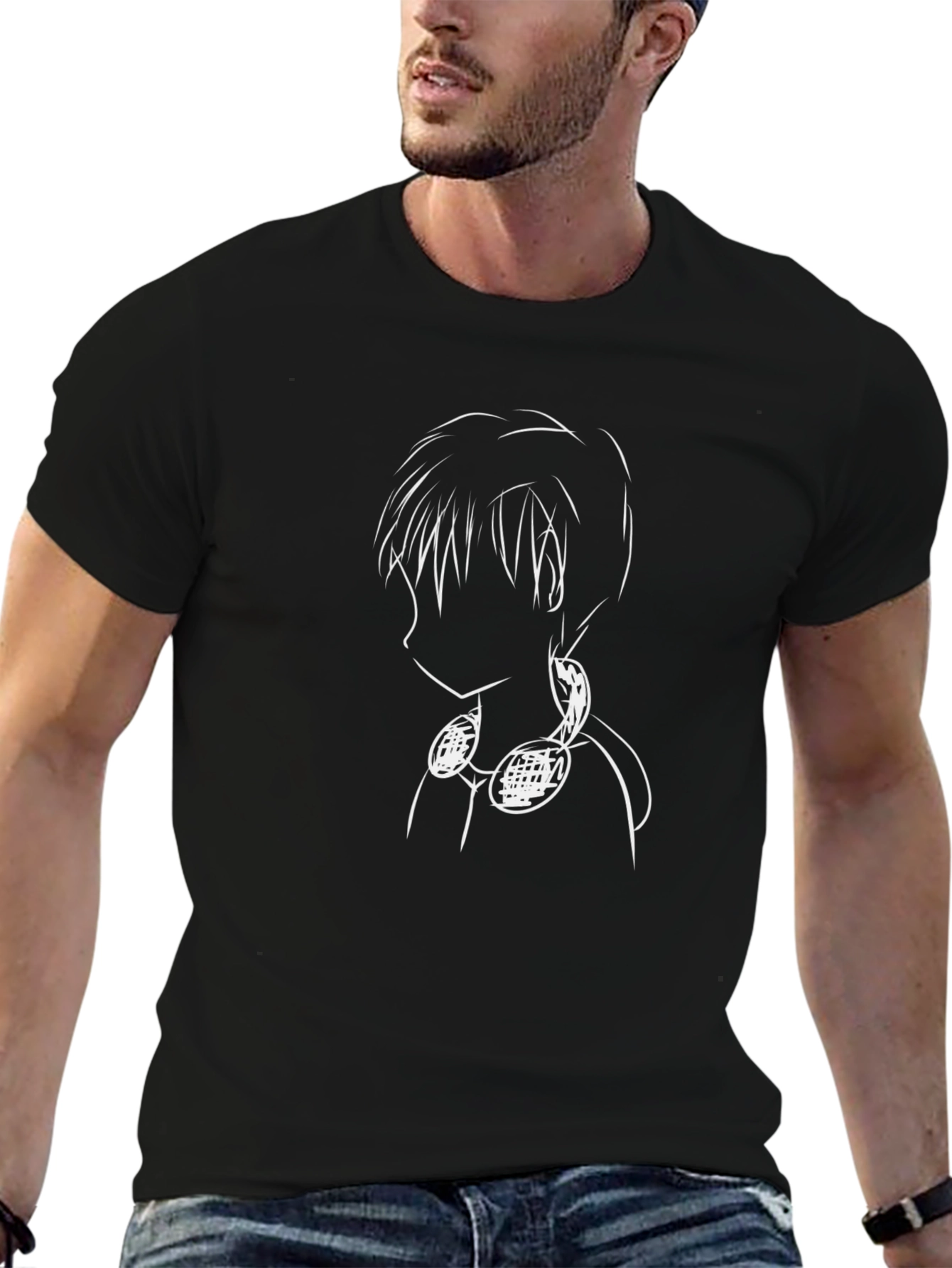 Anime Sketch Black T-Shirt