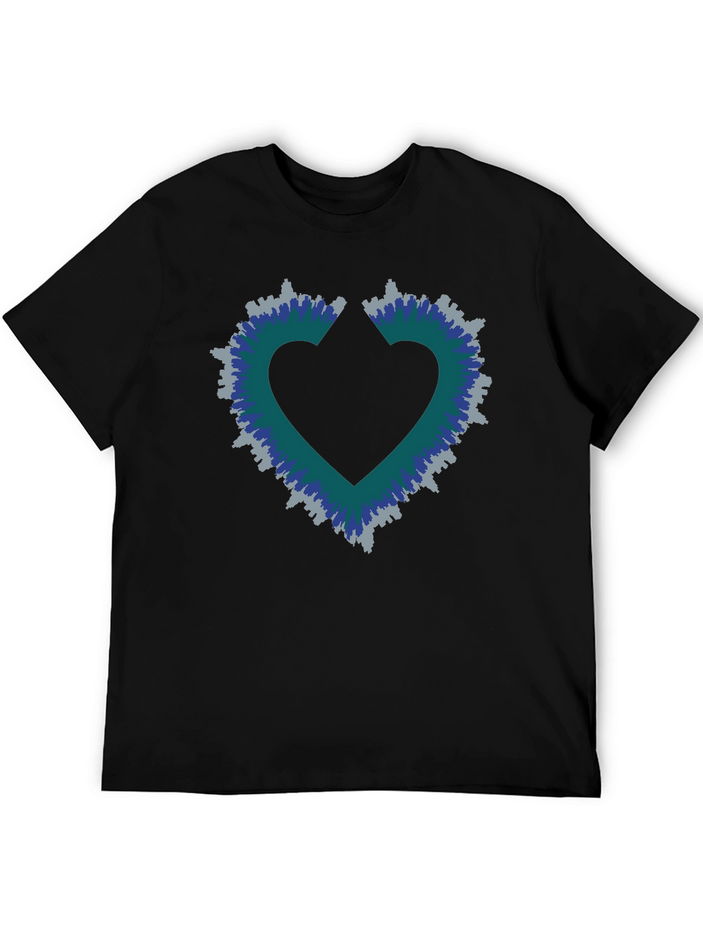 Heart Skyline Mens Black T-Shirt