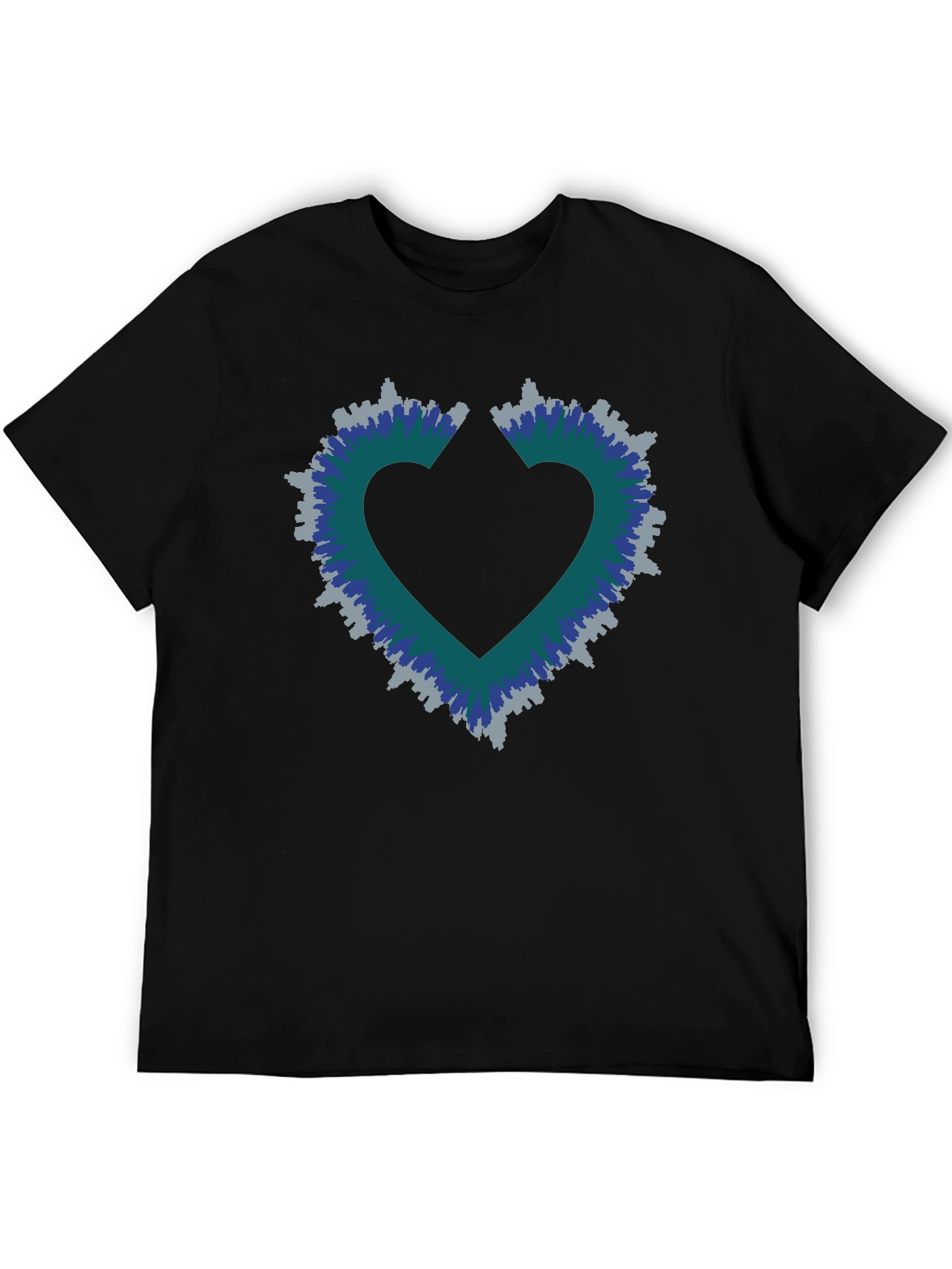 Heart Skyline Mens Black T-Shirt