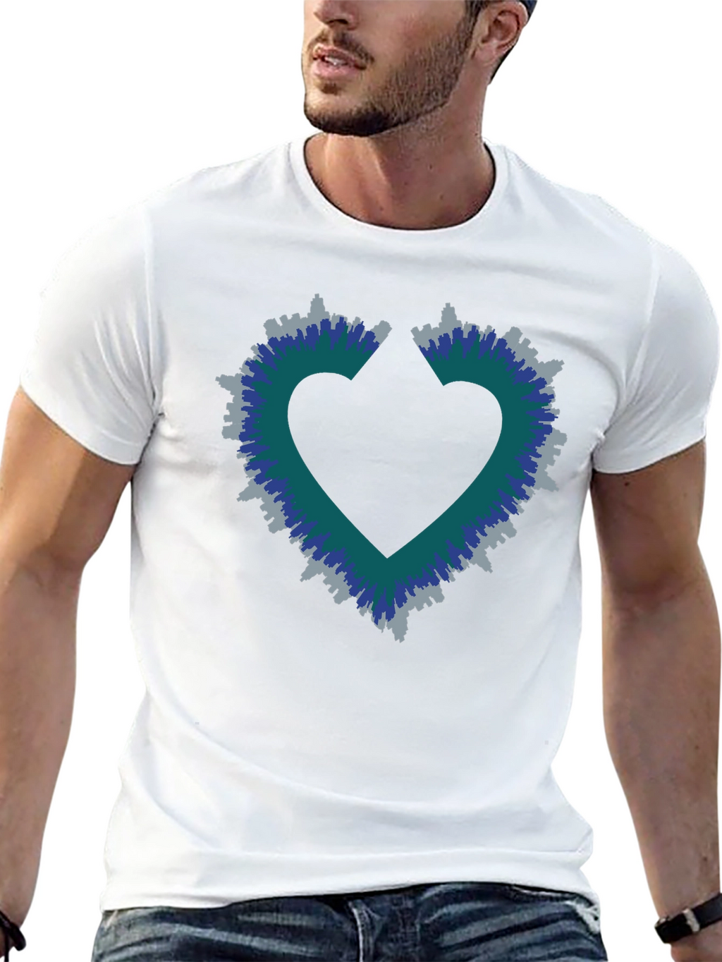 Heart Skyline Mens Black T-Shirt