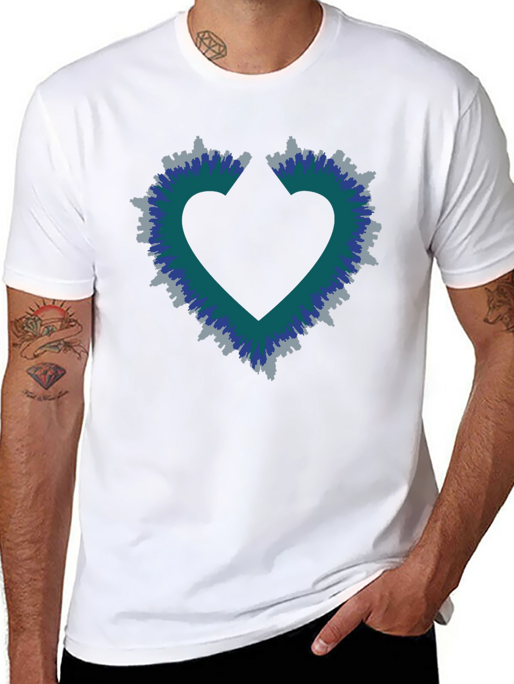 Heart Skyline Mens Black T-Shirt