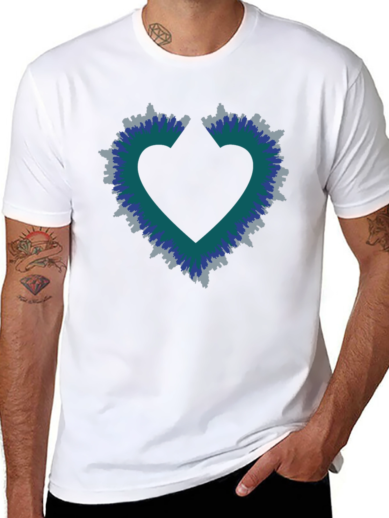 Heart Skyline Mens Black T-Shirt
