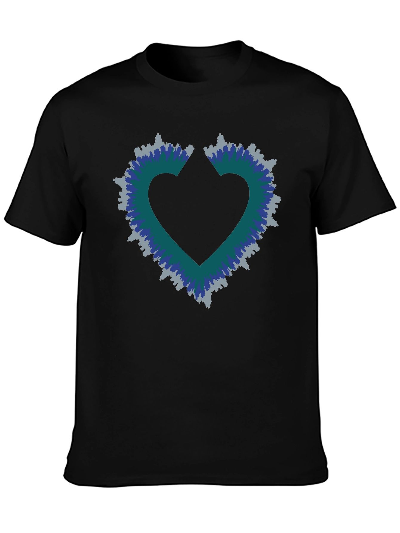 Heart Skyline Mens Black T-Shirt