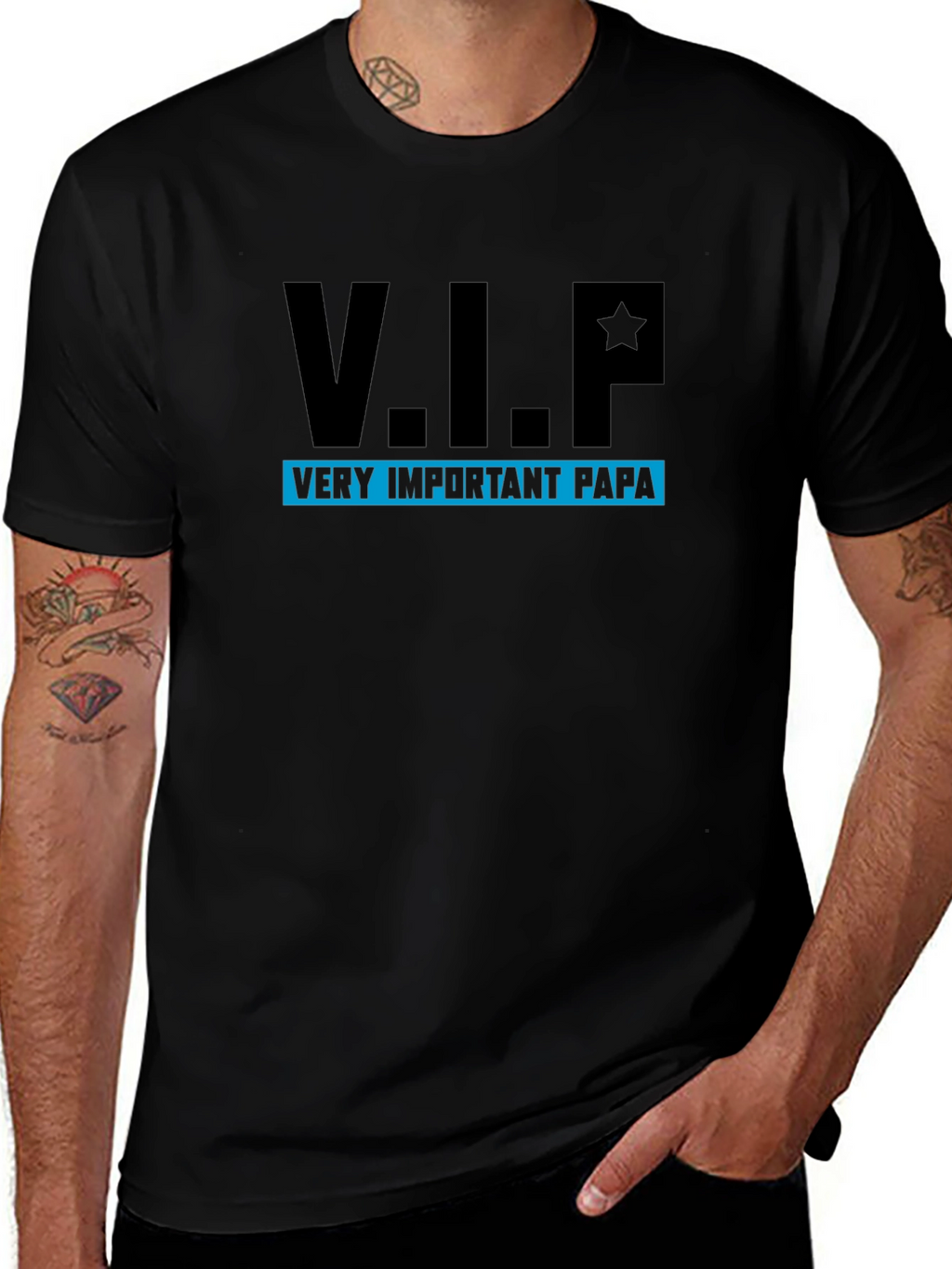V.I.P. Very Important Papa Black T-Shirt