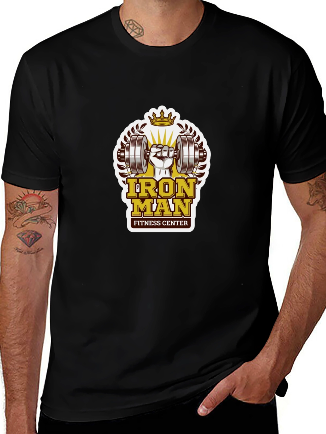 Iron Man Fitness Center Black T-Shirt