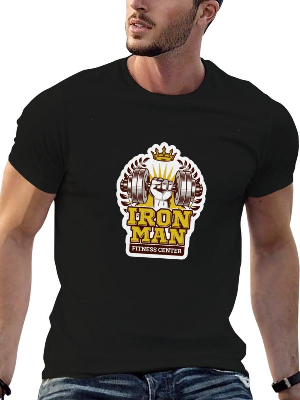 Iron Man Fitness Center Black T-Shirt