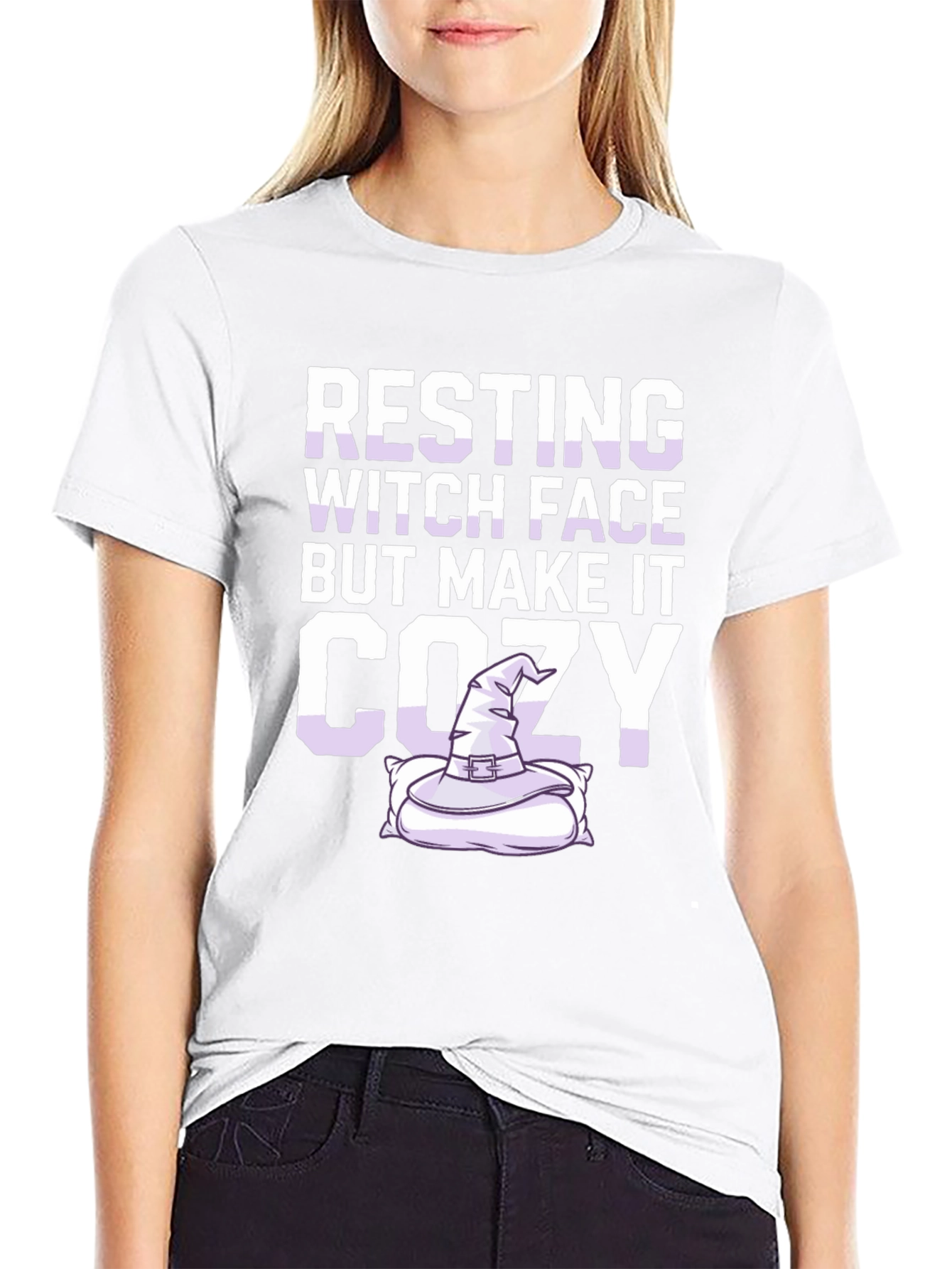 Resting Witch Face Cozy T-Shirt - Halloween Apparel
