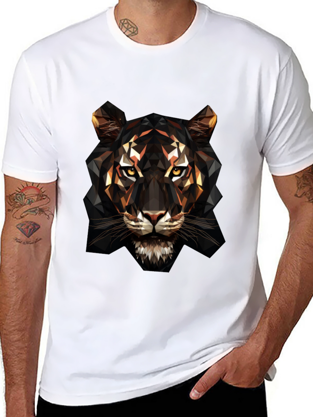 Geometric Tiger Graphic Tee - Bold Animal Design