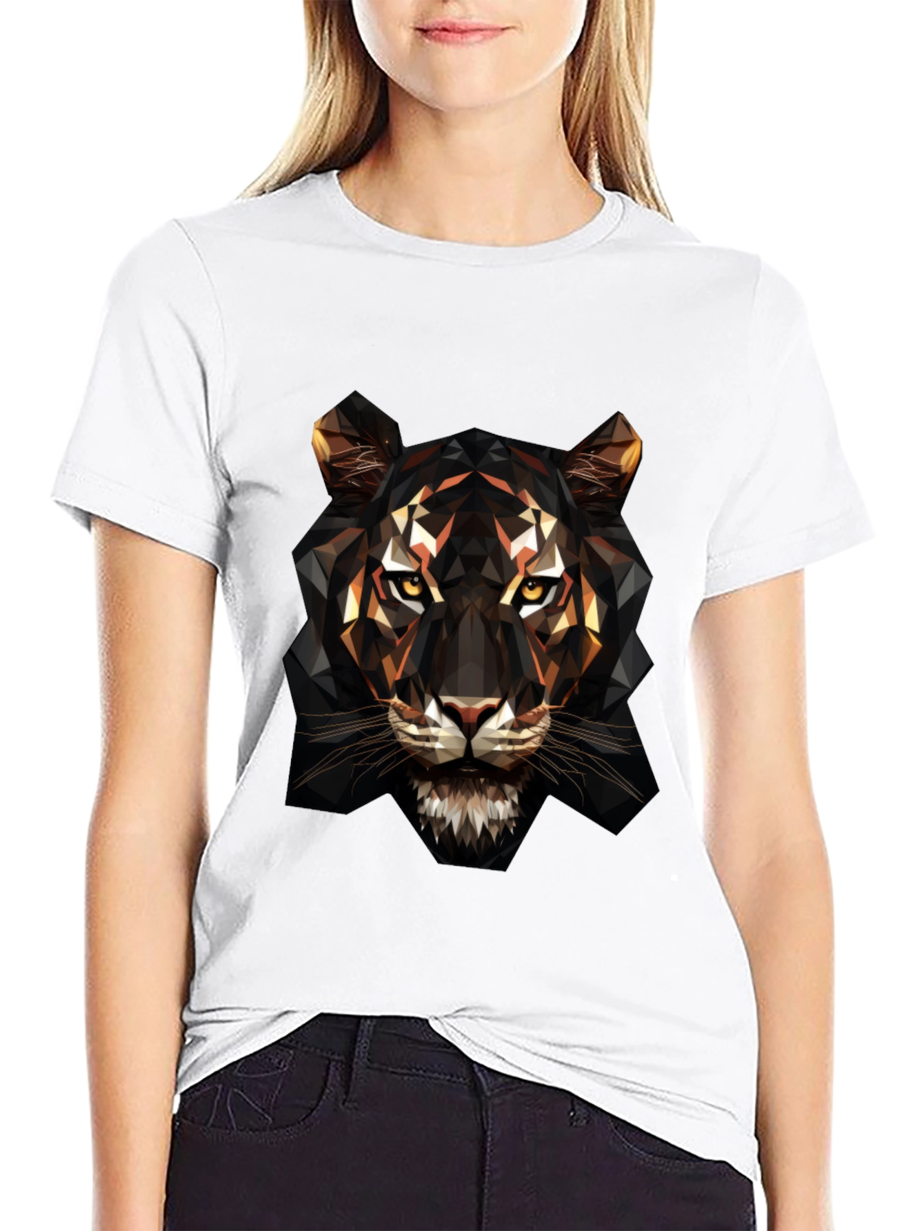 Geometric Tiger Graphic Tee - Bold Animal Design