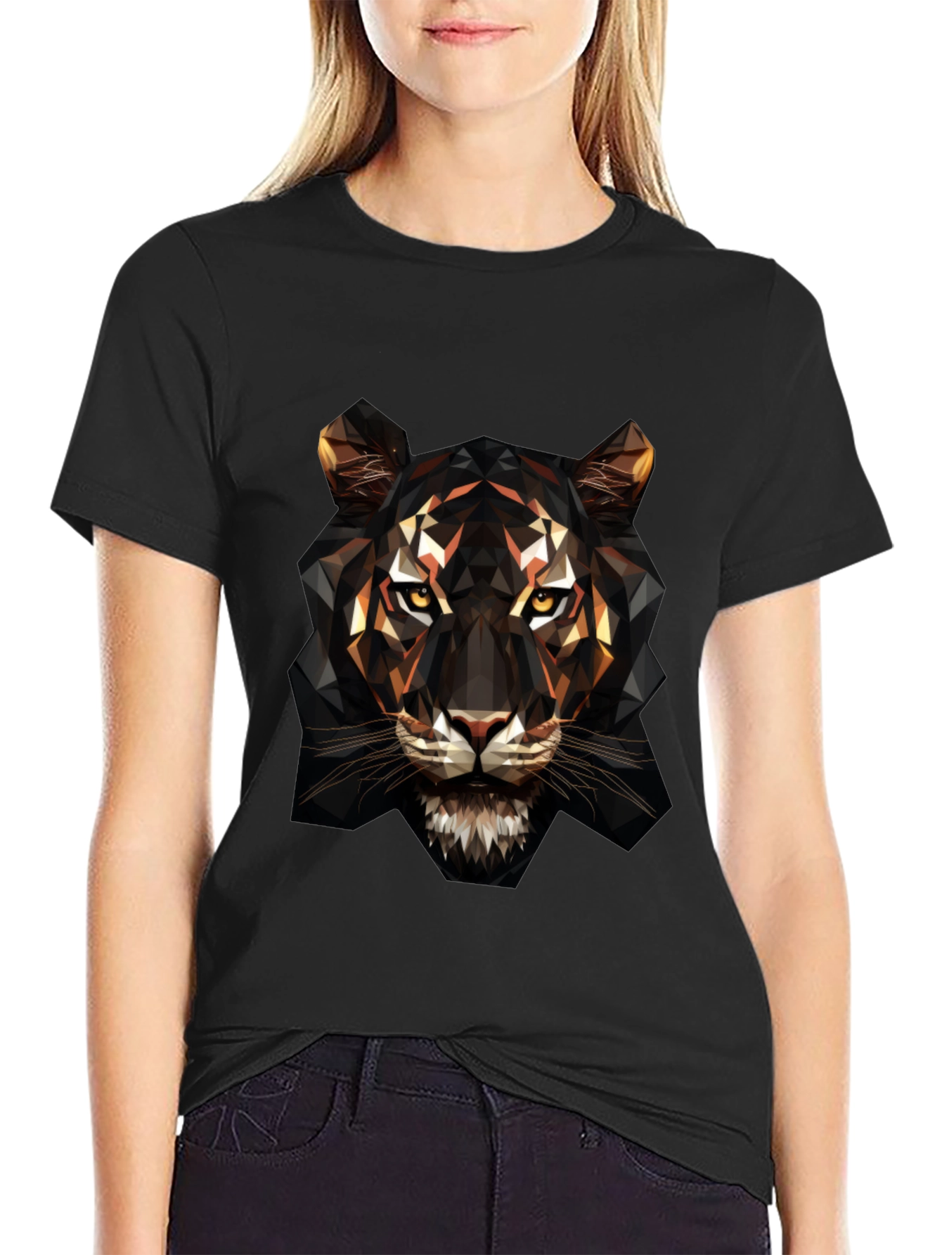 Geometric Tiger Graphic Tee - Bold Animal Design