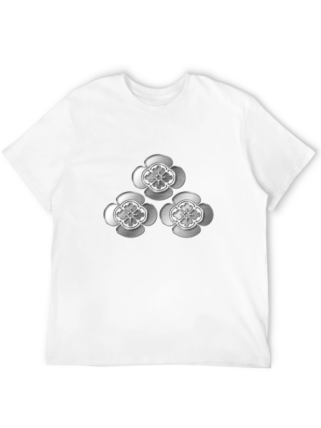 Elegant Floral Emblem Black T-Shirt