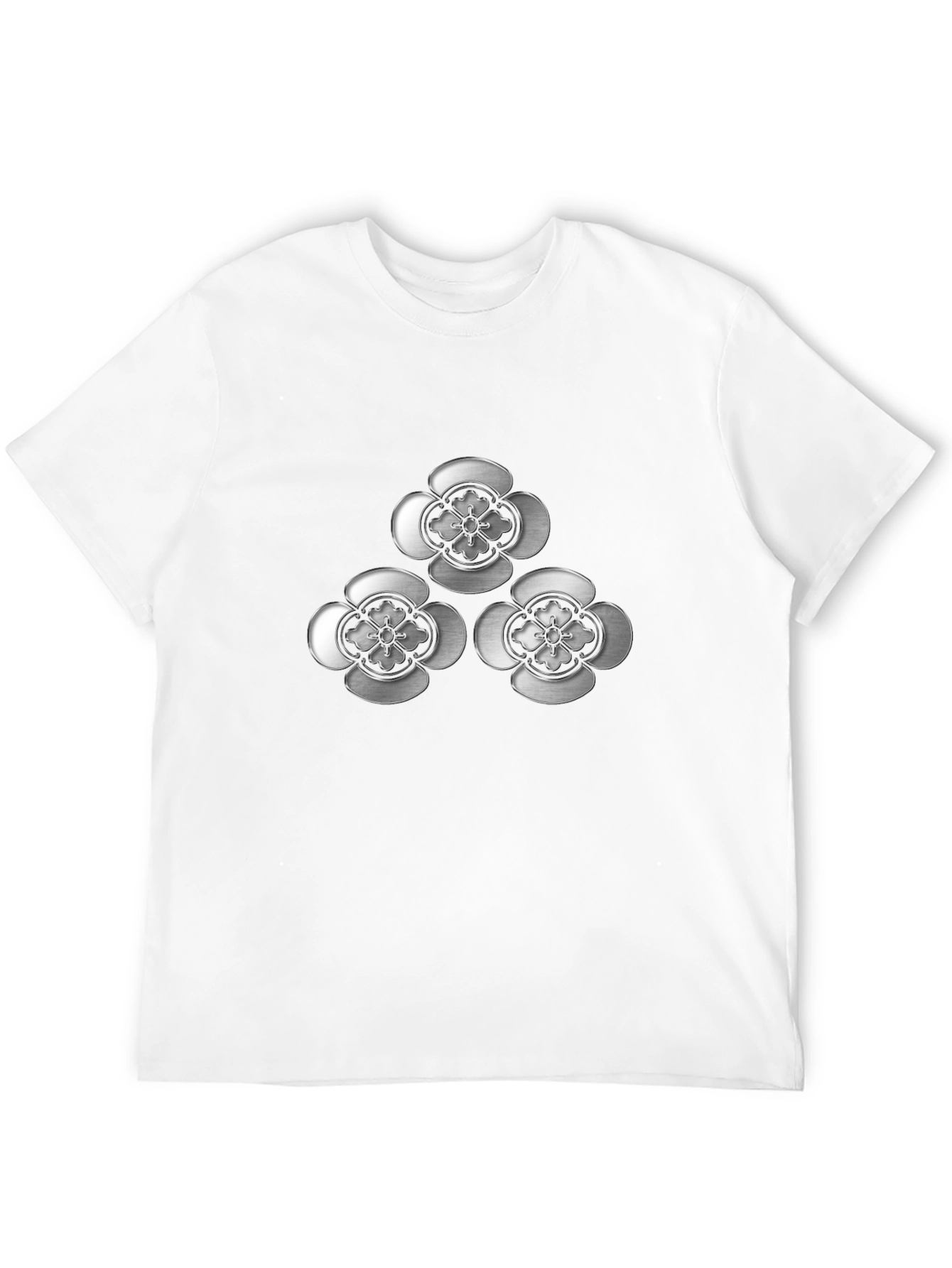 Elegant Floral Emblem Black T-Shirt