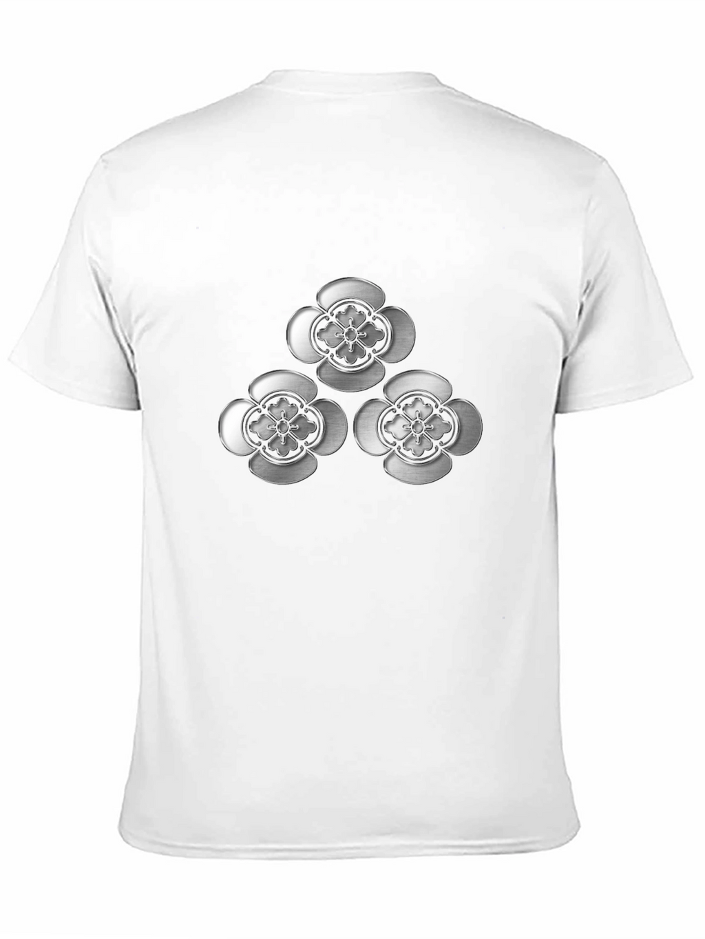Elegant Floral Emblem Black T-Shirt