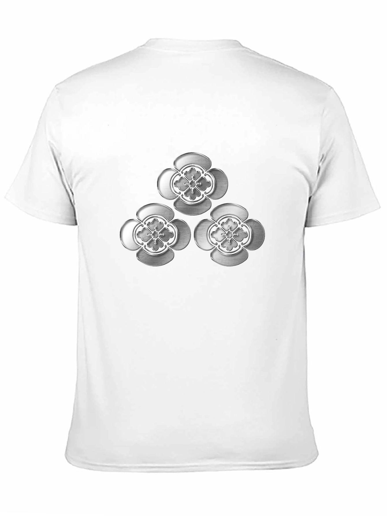 Elegant Floral Emblem Black T-Shirt
