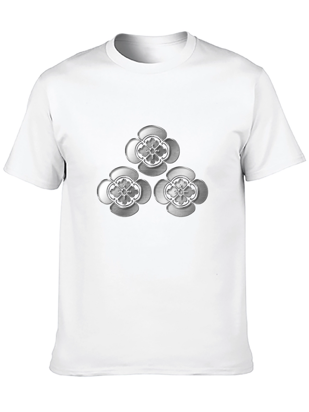 Elegant Floral Emblem Black T-Shirt