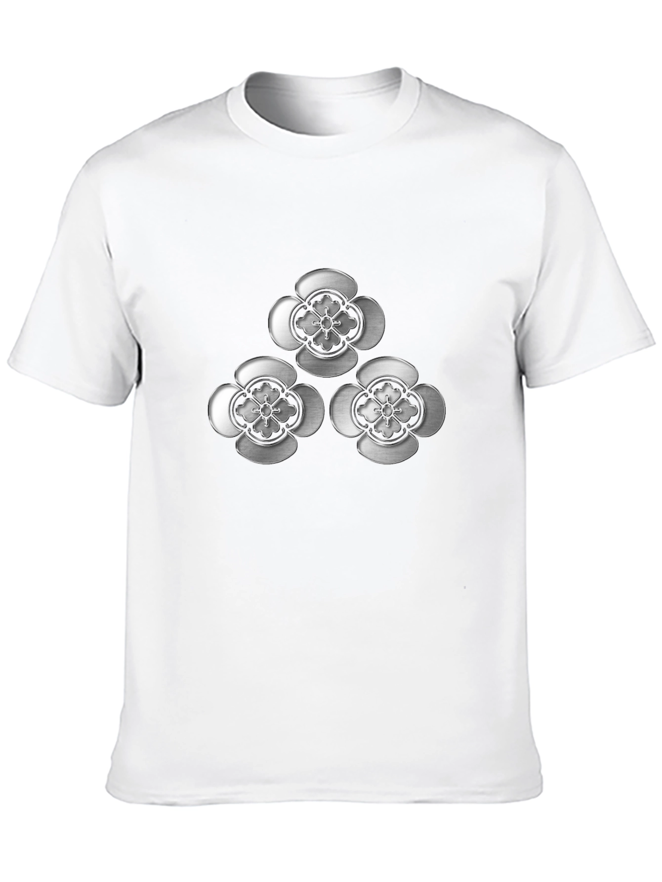 Elegant Floral Emblem Black T-Shirt