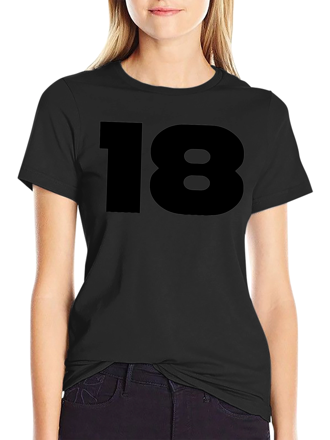 Bold Number 18 Graphic Tee - Classic Black T-Shirt
