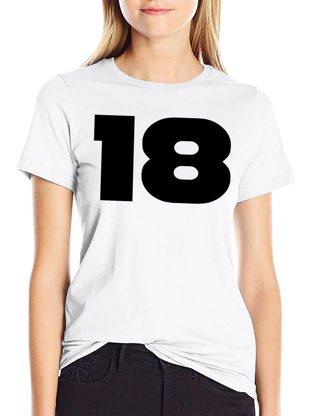 Bold Number 18 Graphic Tee - Classic Black T-Shirt