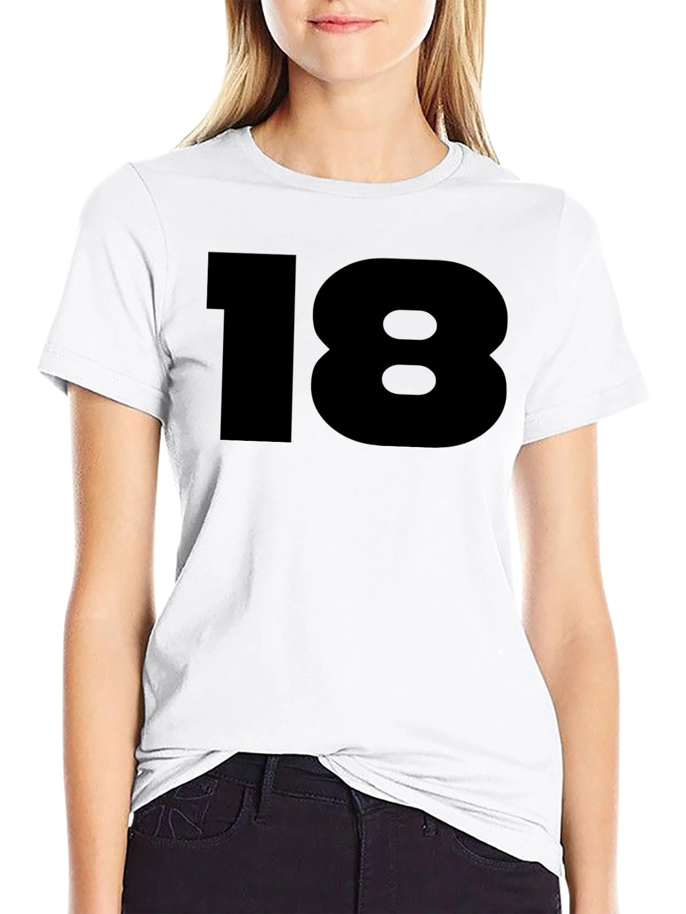 Bold Number 18 Graphic Tee - Classic Black T-Shirt