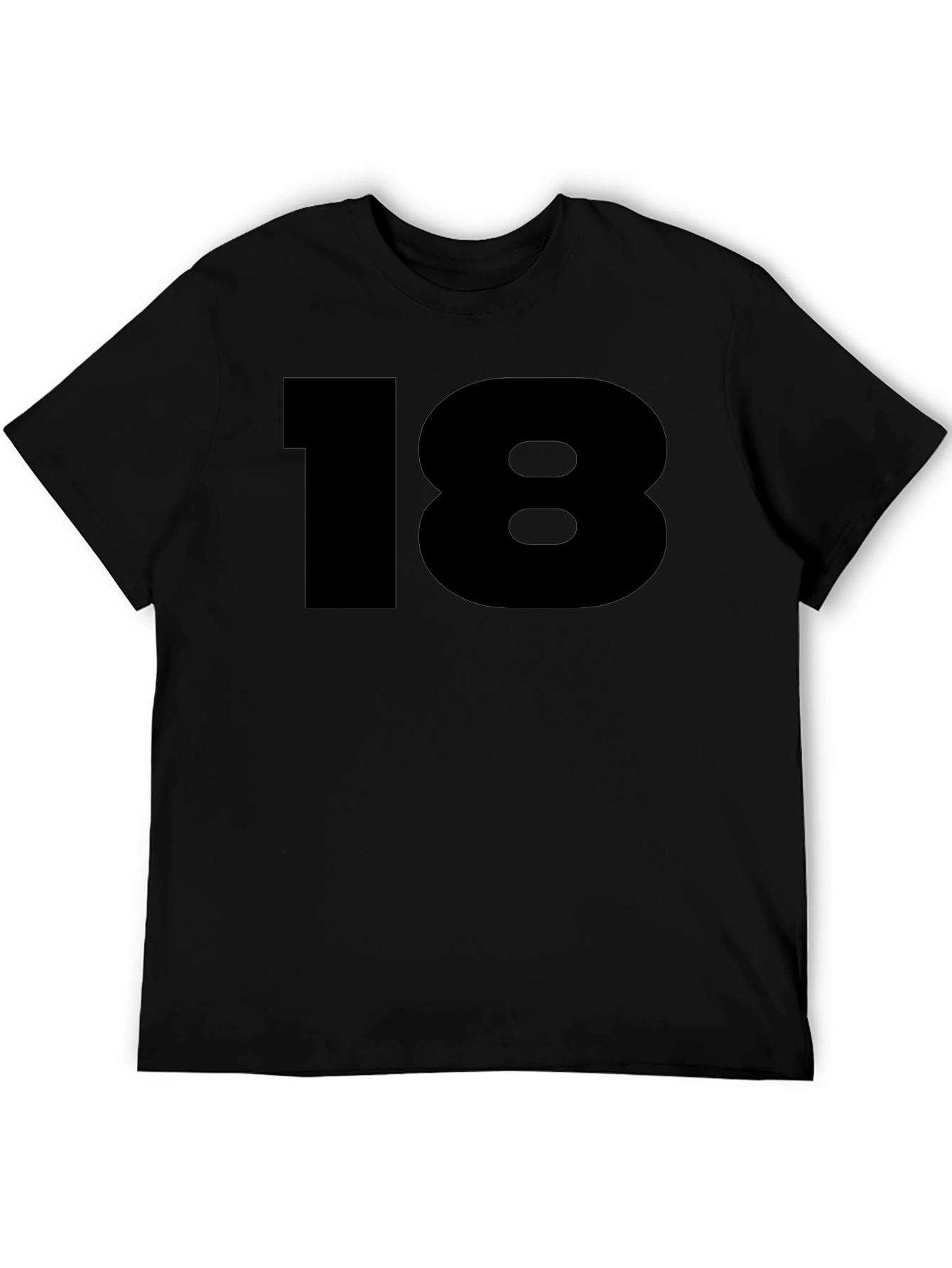 Bold Number 18 Graphic Tee - Classic Black T-Shirt
