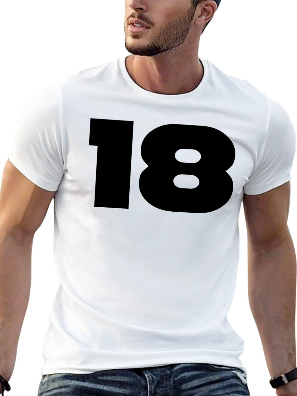 Bold Number 18 Graphic Tee - Classic Black T-Shirt