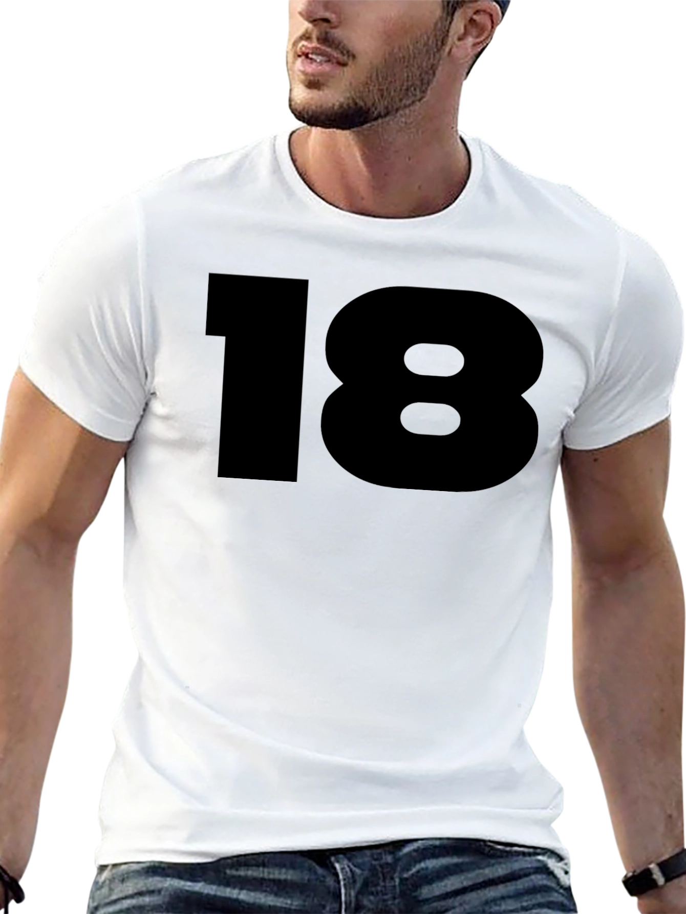 Bold Number 18 Graphic Tee - Classic Black T-Shirt