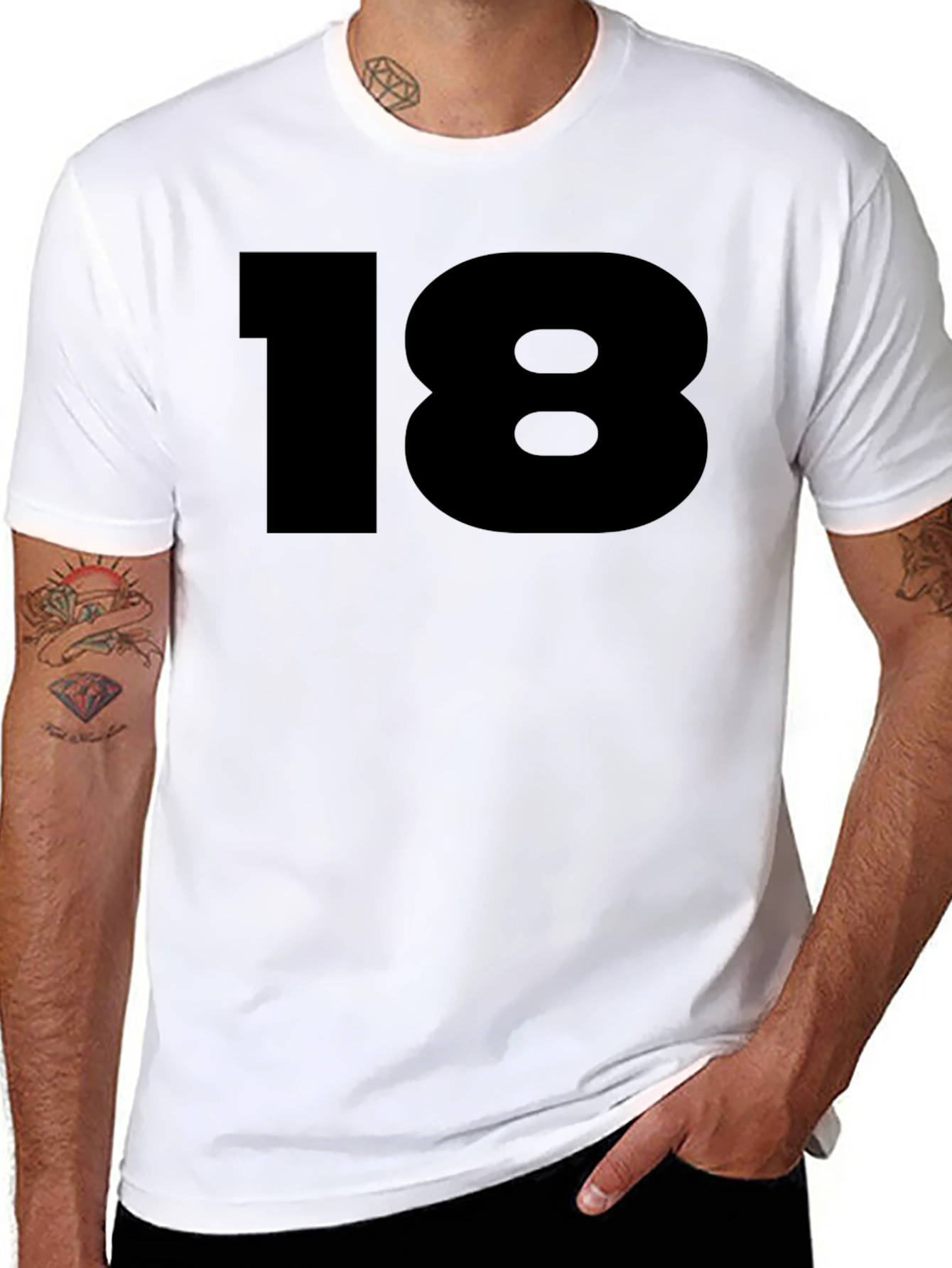 Bold Number 18 Graphic Tee - Classic Black T-Shirt