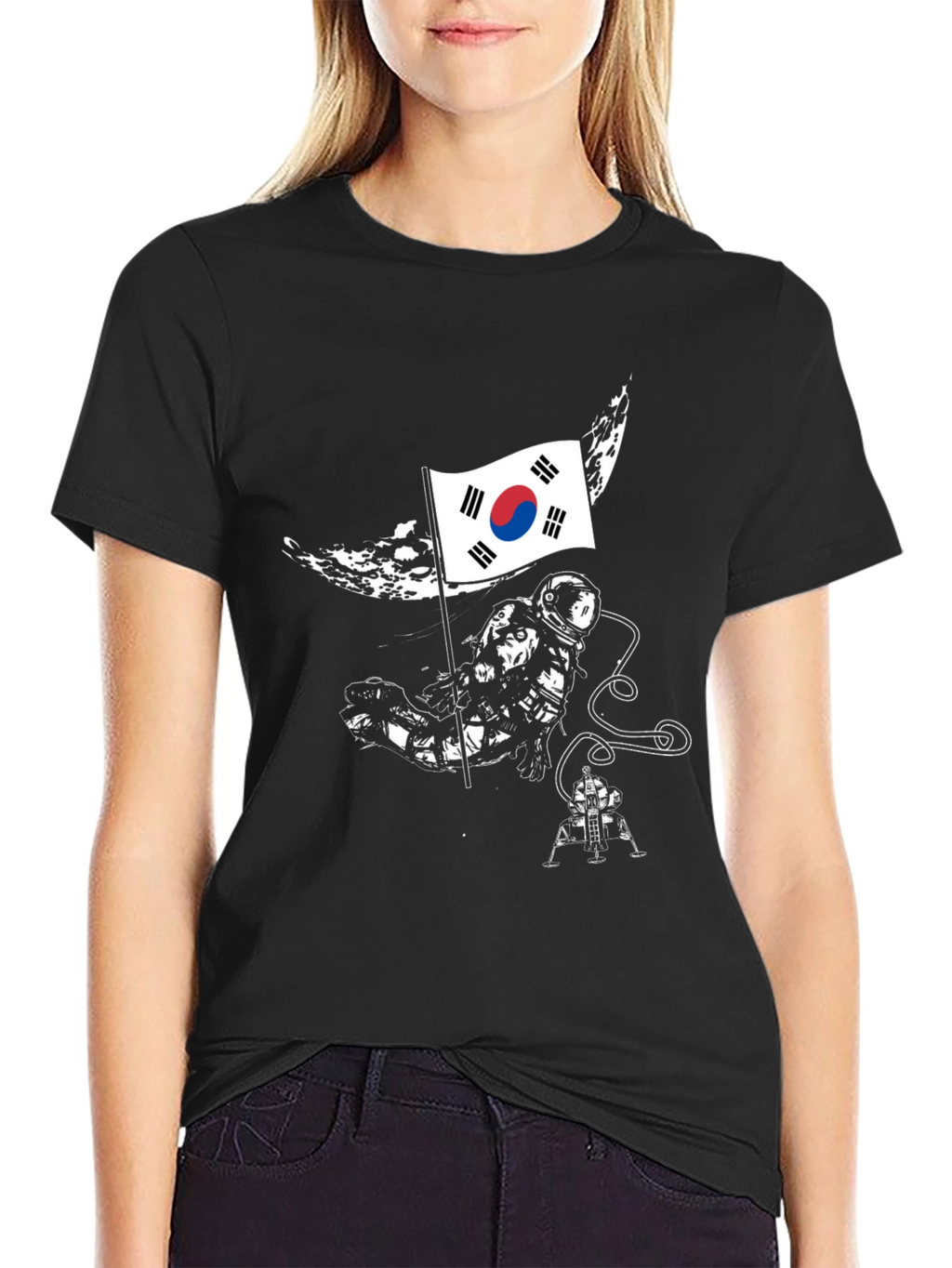 South Korea Flag Astronaut Graphic T-Shirt