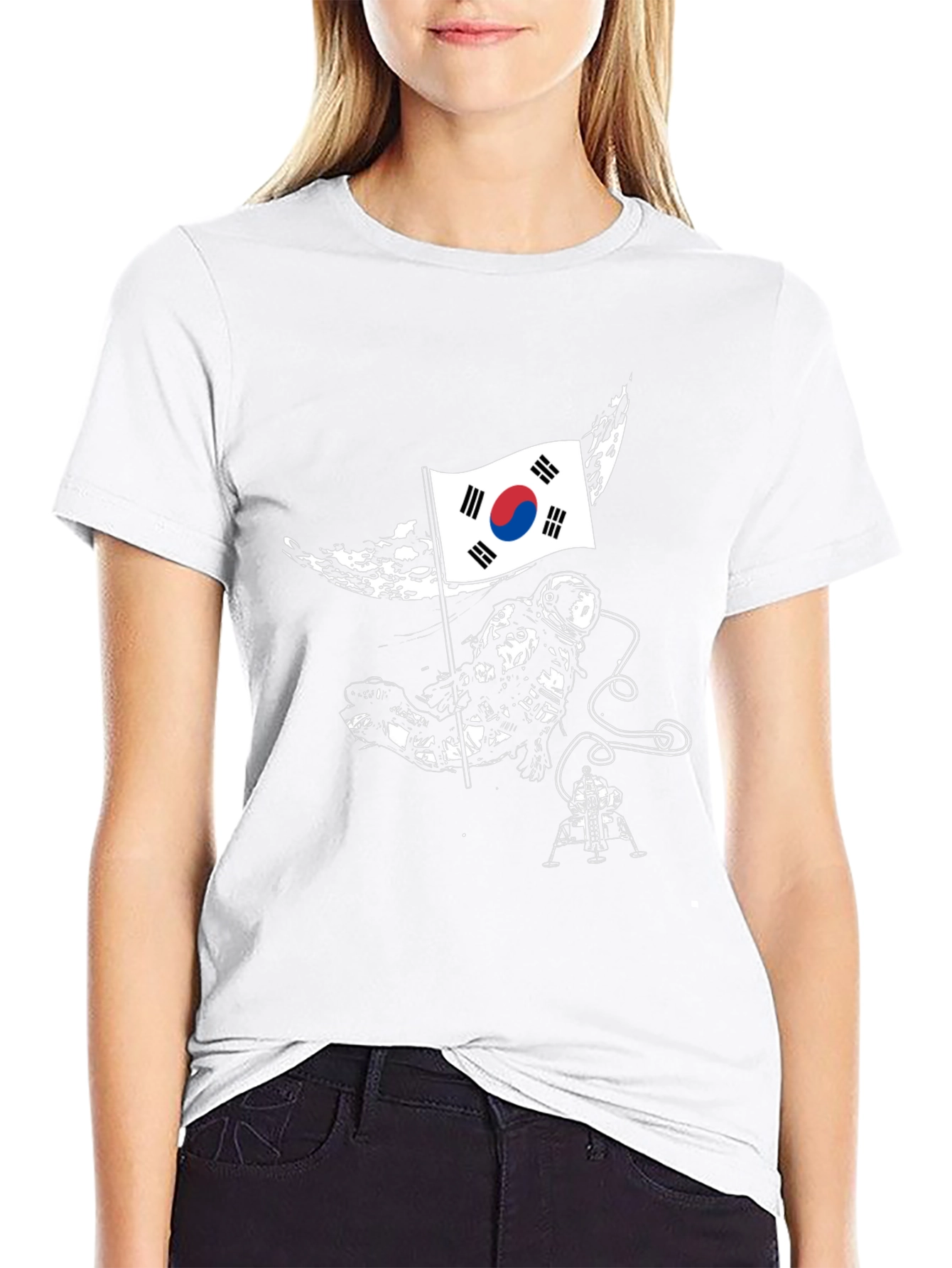 South Korea Flag Astronaut Graphic T-Shirt