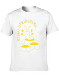 Hello Springtime Graphic Tee - Fun Caterpillar Design