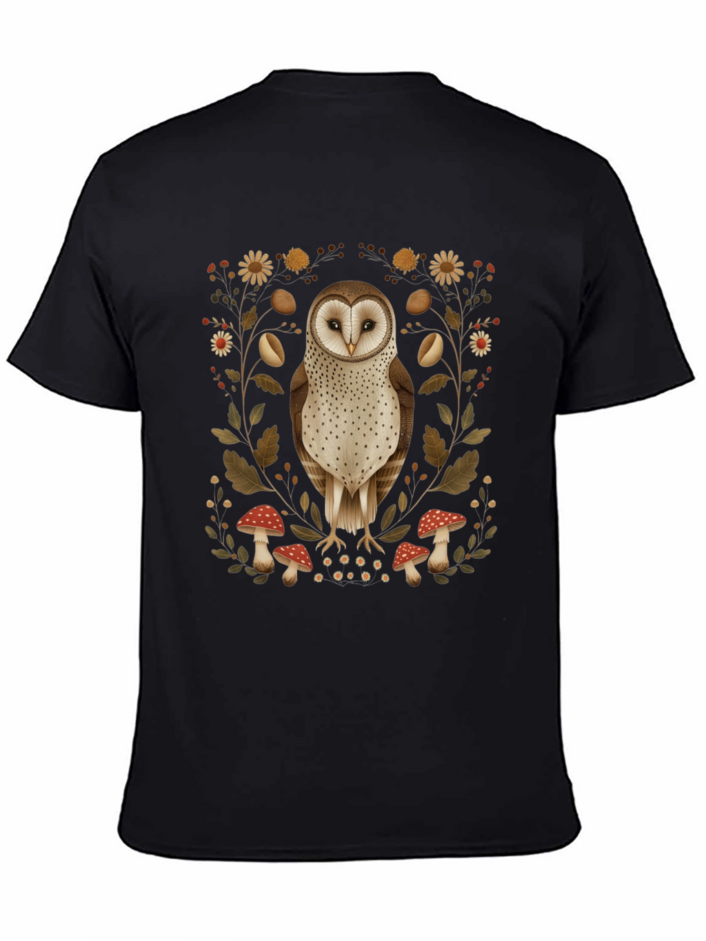 Barn Owl & Mushroom Graphic T-Shirt