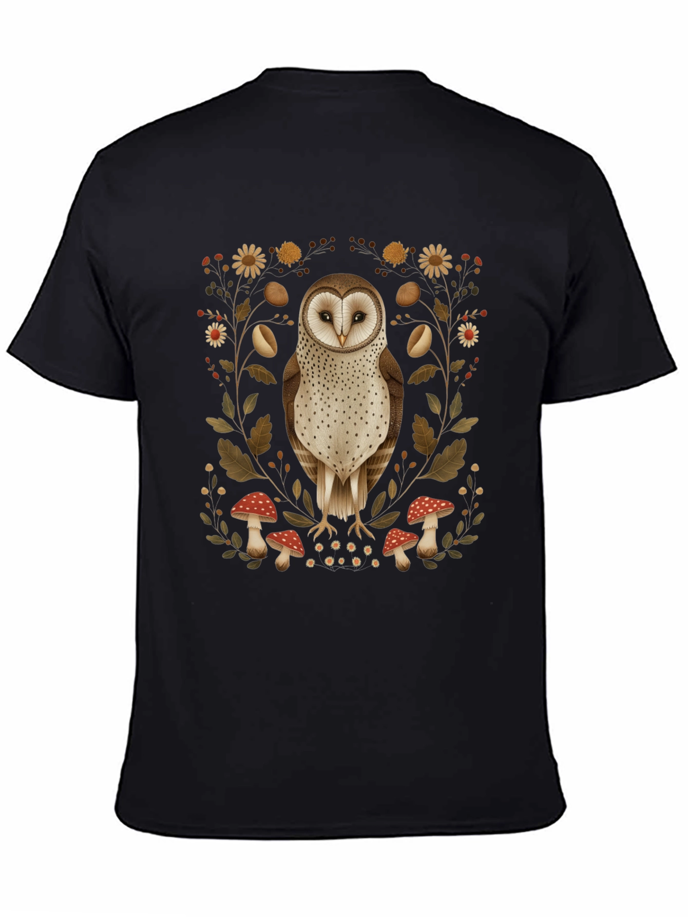 Barn Owl & Mushroom Graphic T-Shirt