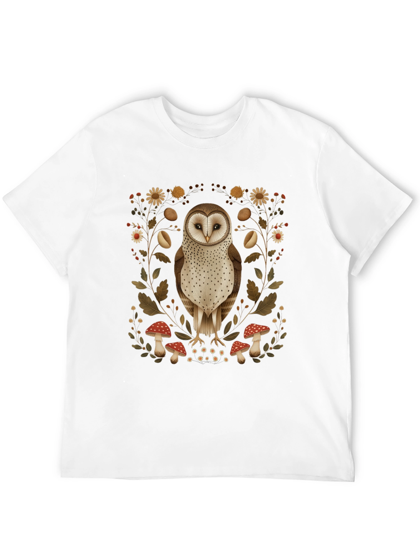 Barn Owl & Mushroom Graphic T-Shirt