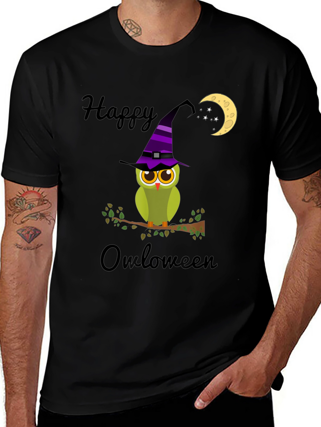 Happy Owloween T-Shirt - Halloween Owl Witch Tee