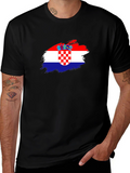 Croatian Flag Brushstroke Mens Black T-Shirt