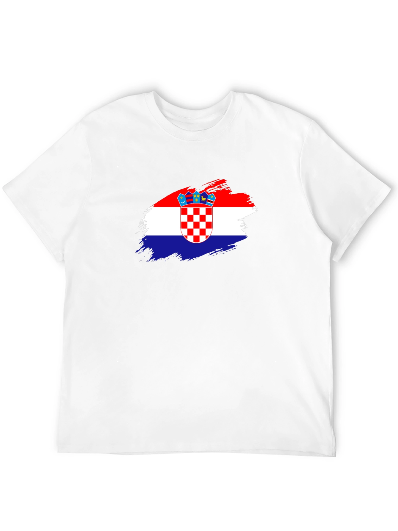 Croatian Flag Brushstroke Mens Black T-Shirt