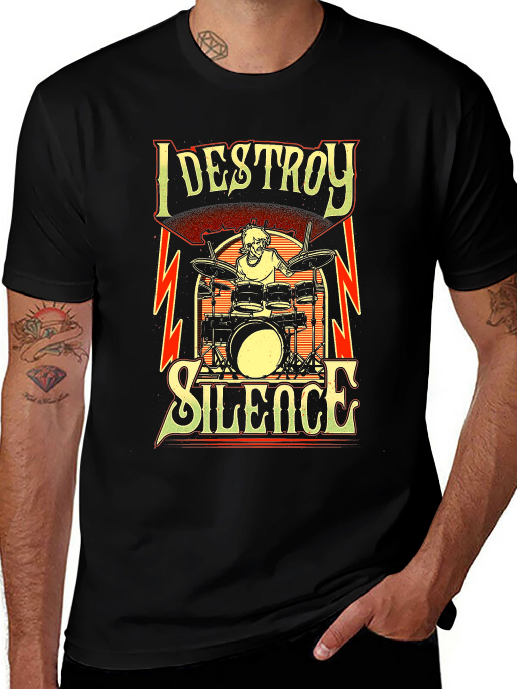 I Destroy Silence Drummer T-Shirt - Black