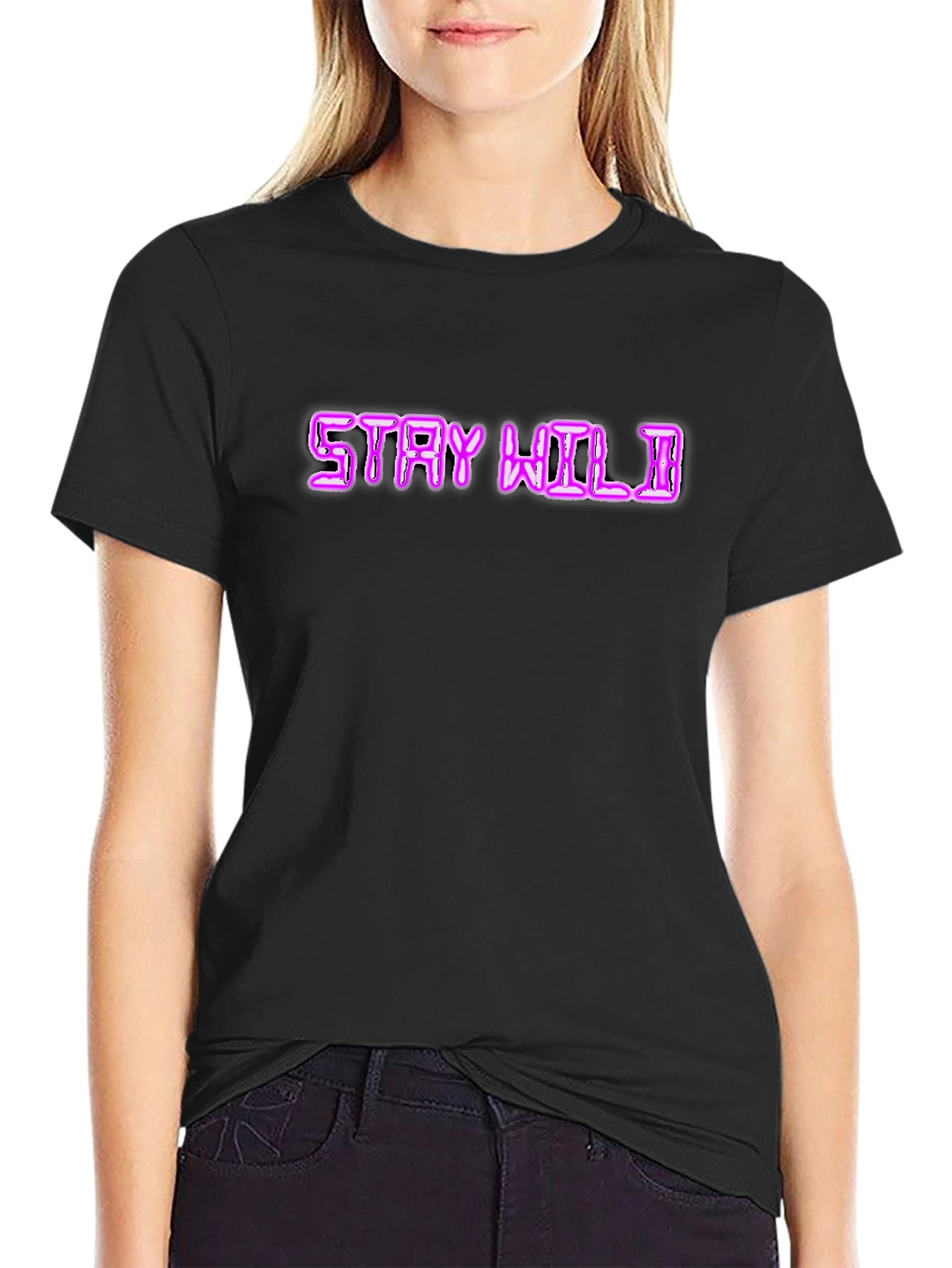Stay Wild Graphic T-Shirt - Neon Pink