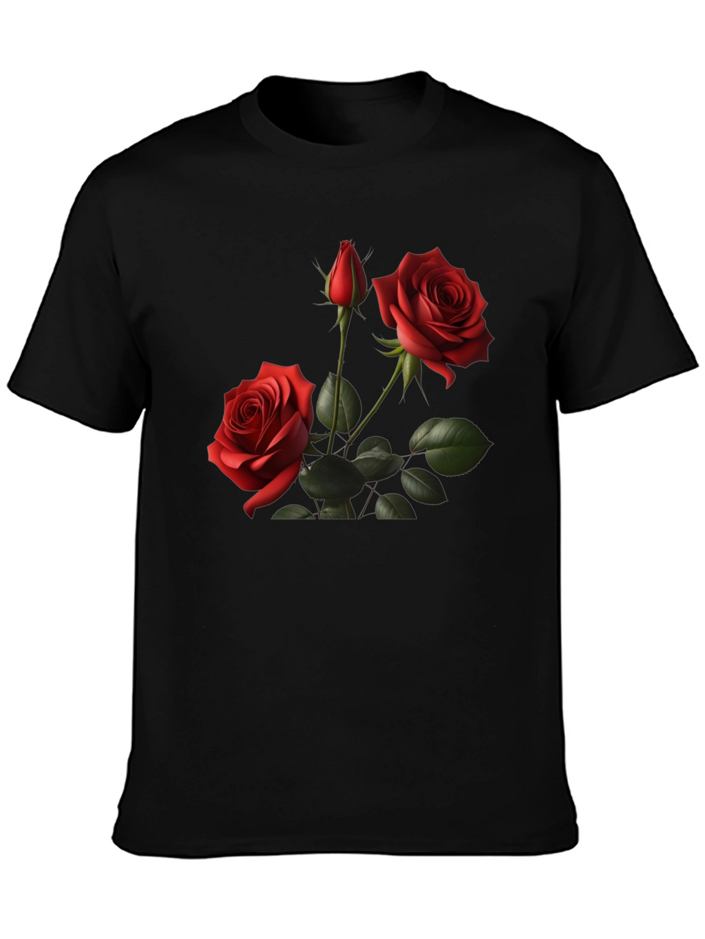 Roses on Black T-Shirt