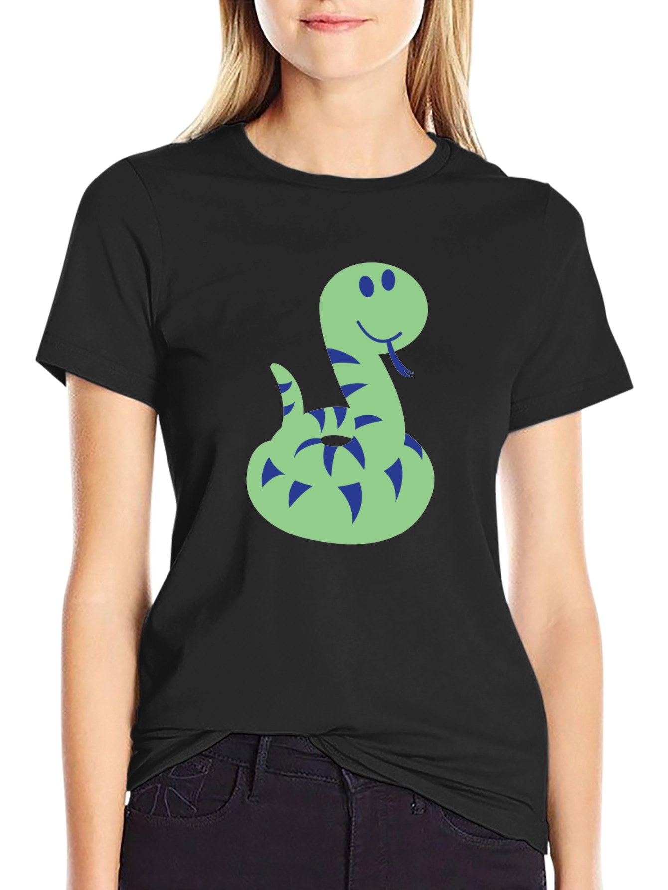 Funny Snake Graphic Tee - Mens Black T-Shirt