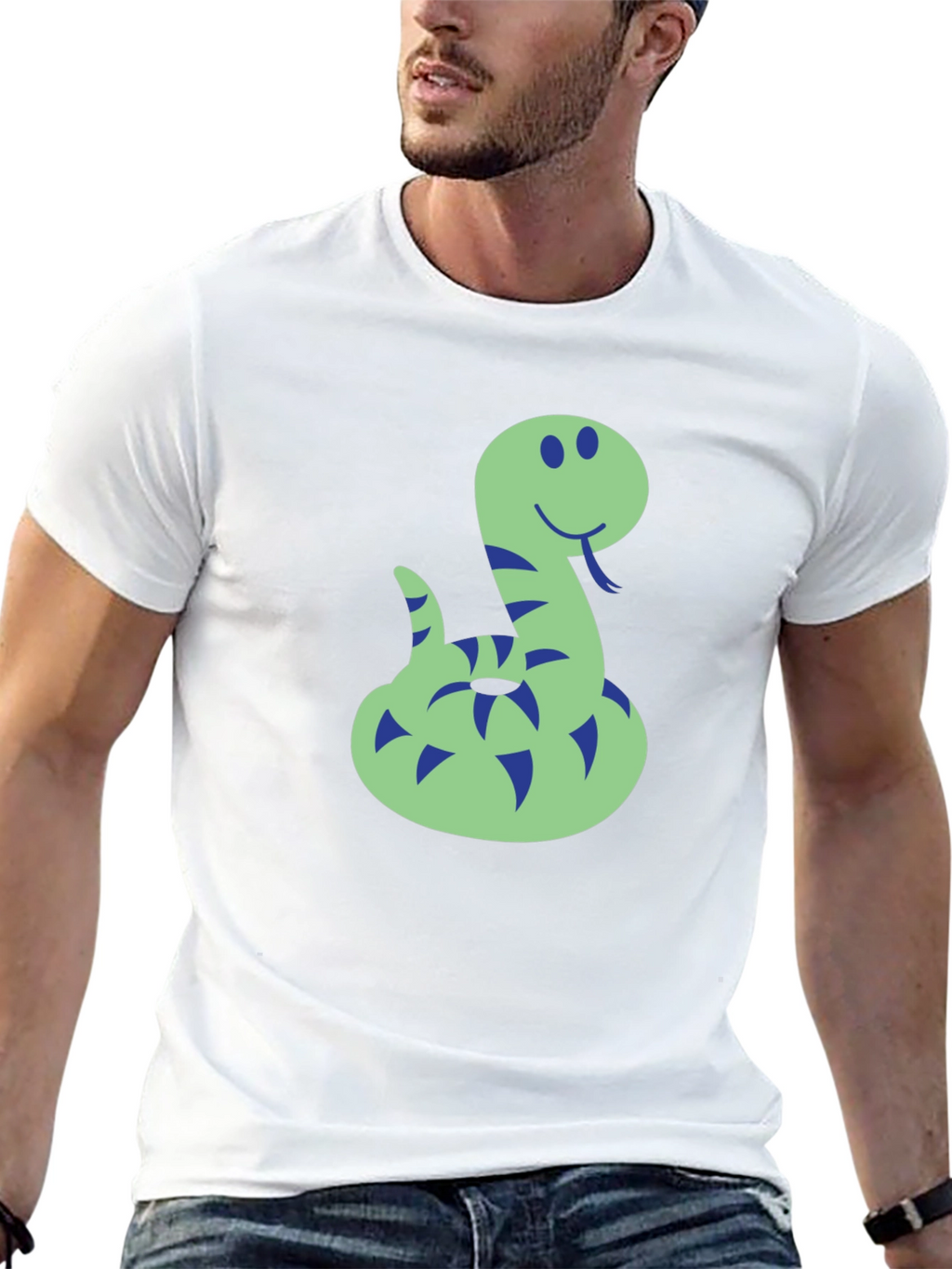 Funny Snake Graphic Tee - Mens Black T-Shirt