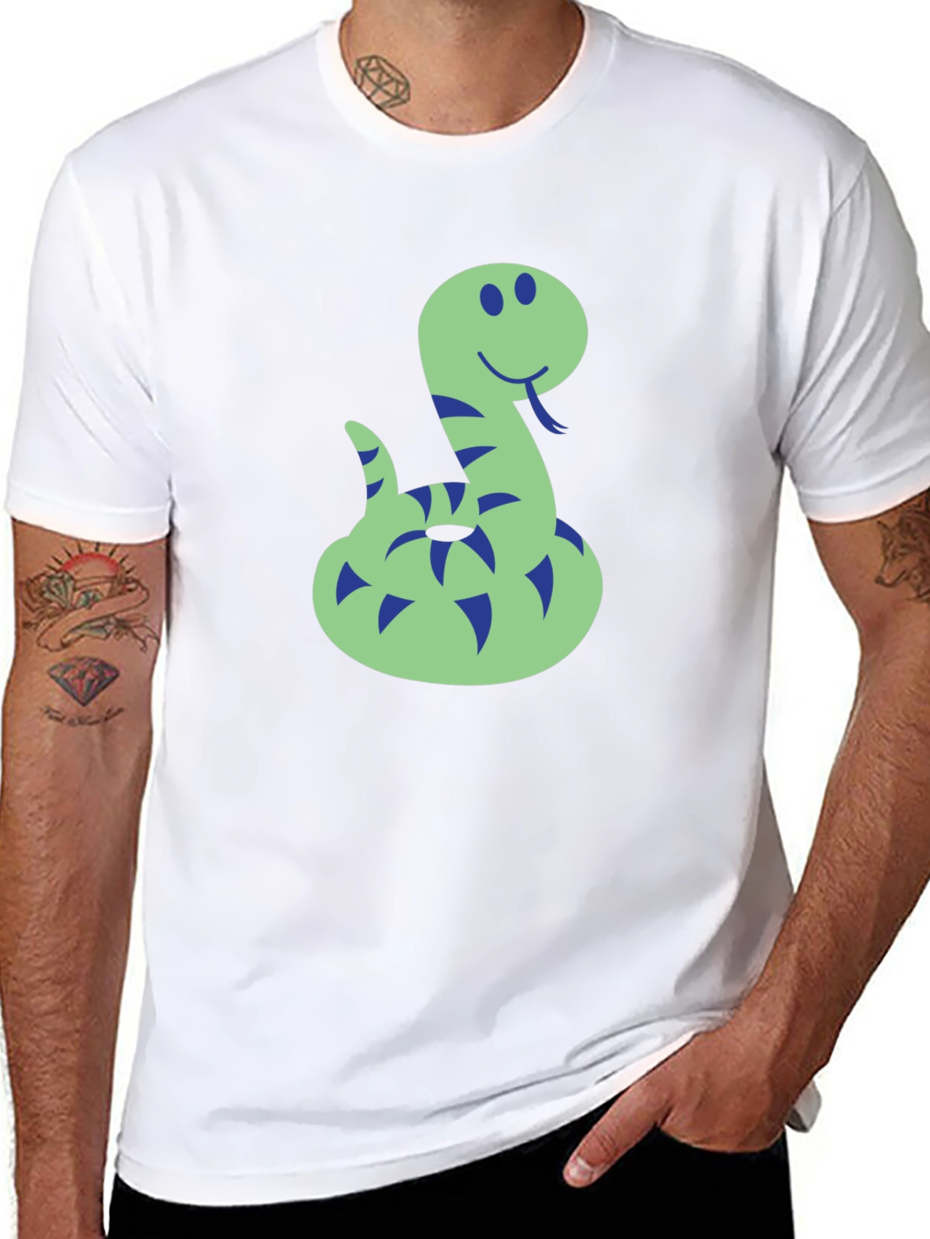 Funny Snake Graphic Tee - Mens Black T-Shirt
