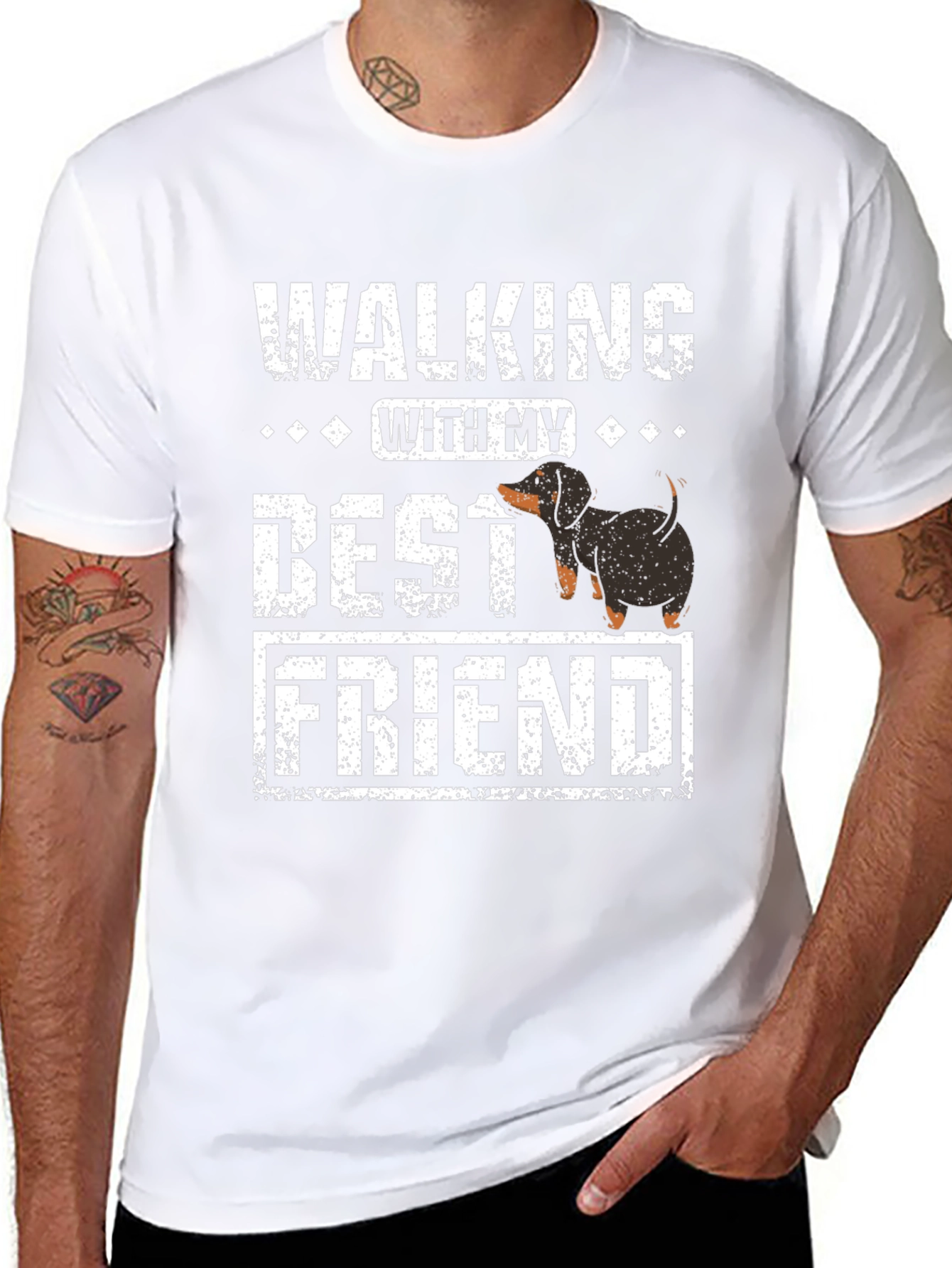 Walking With My Best Friend Dachshund T-Shirt