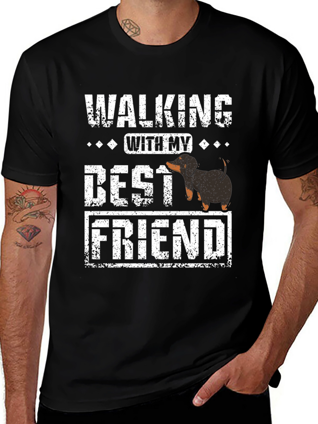 Walking With My Best Friend Dachshund T-Shirt