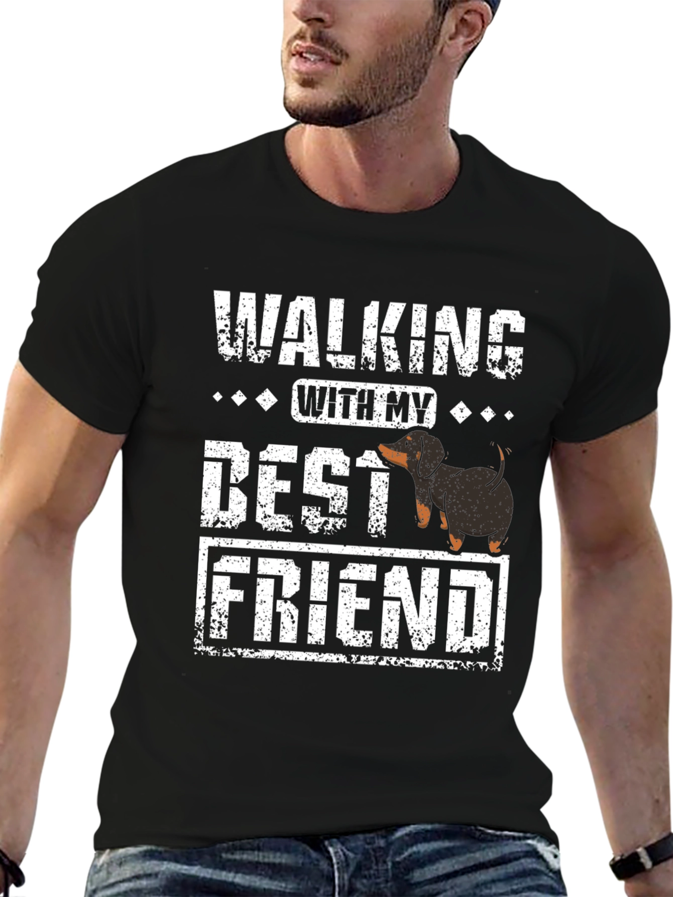 Walking With My Best Friend Dachshund T-Shirt