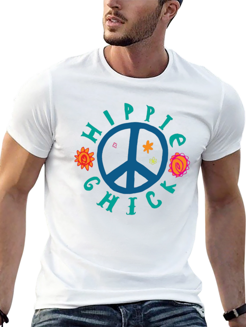Hippie Chick Graphic Tee - Peace Sign T-Shirt
