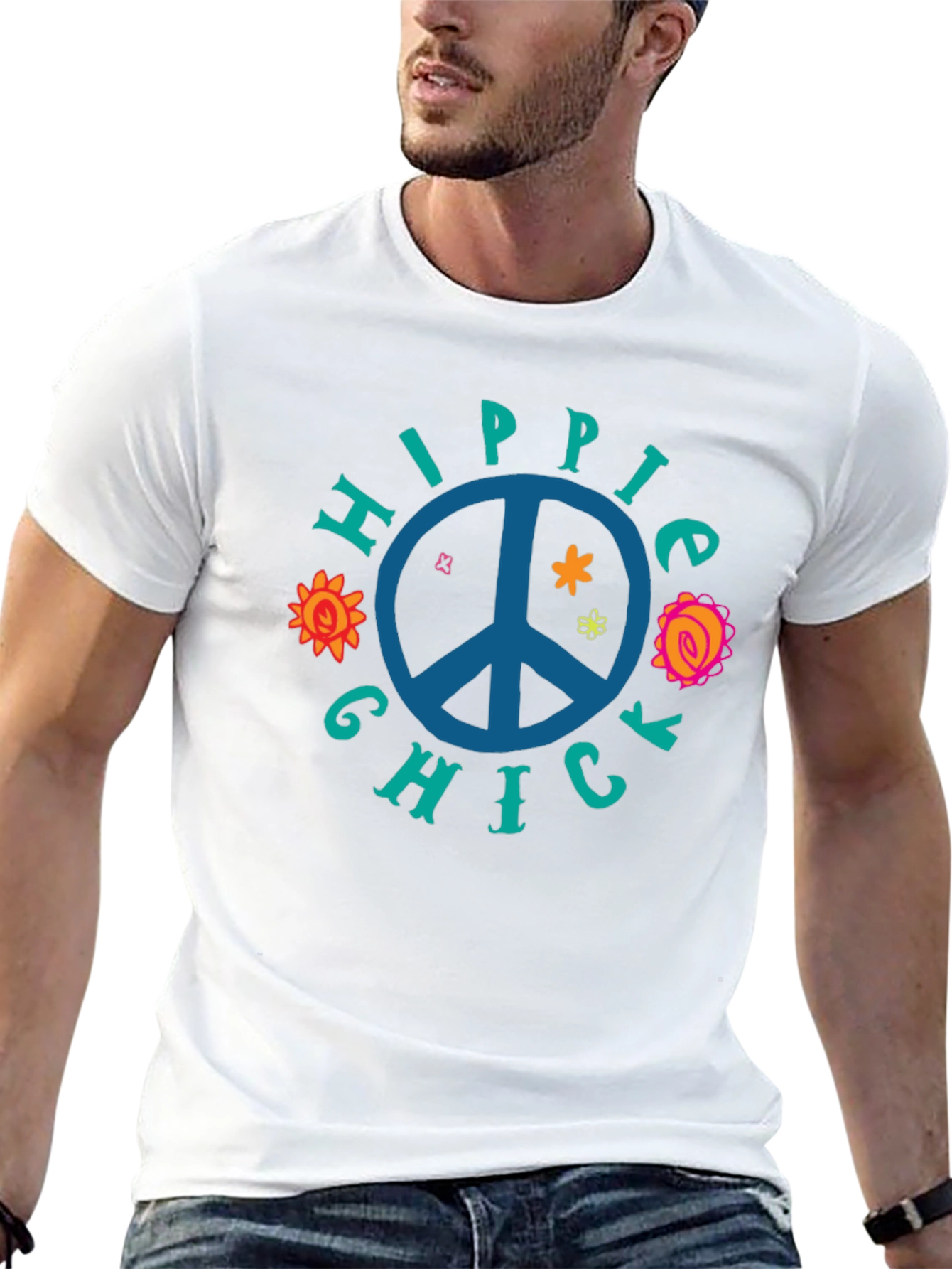 Hippie Chick Graphic Tee - Peace Sign T-Shirt