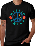 Hippie Chick Graphic Tee - Peace Sign T-Shirt